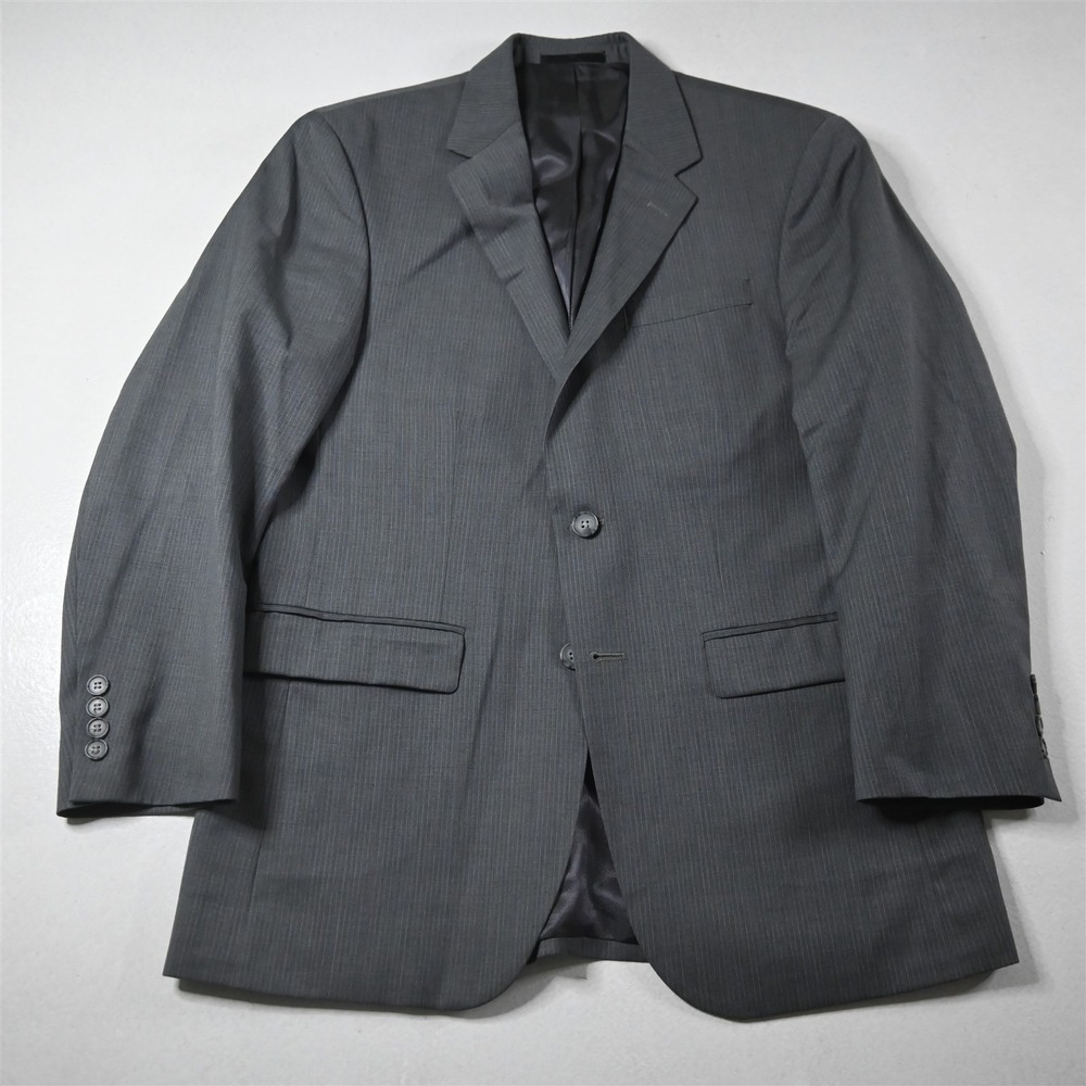 Kenneth Cole 38S 32x30 Gray Striped 100% Wool Mens Jacket Pants Suit - Picture 2 of 12